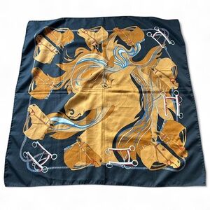 Vintage y2k 90s 100% silk vintage horse Hermes scarf shawl  30x30 inches  Luxury